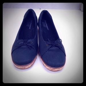 Women's grasshoppers ortholite slip on cork wedge